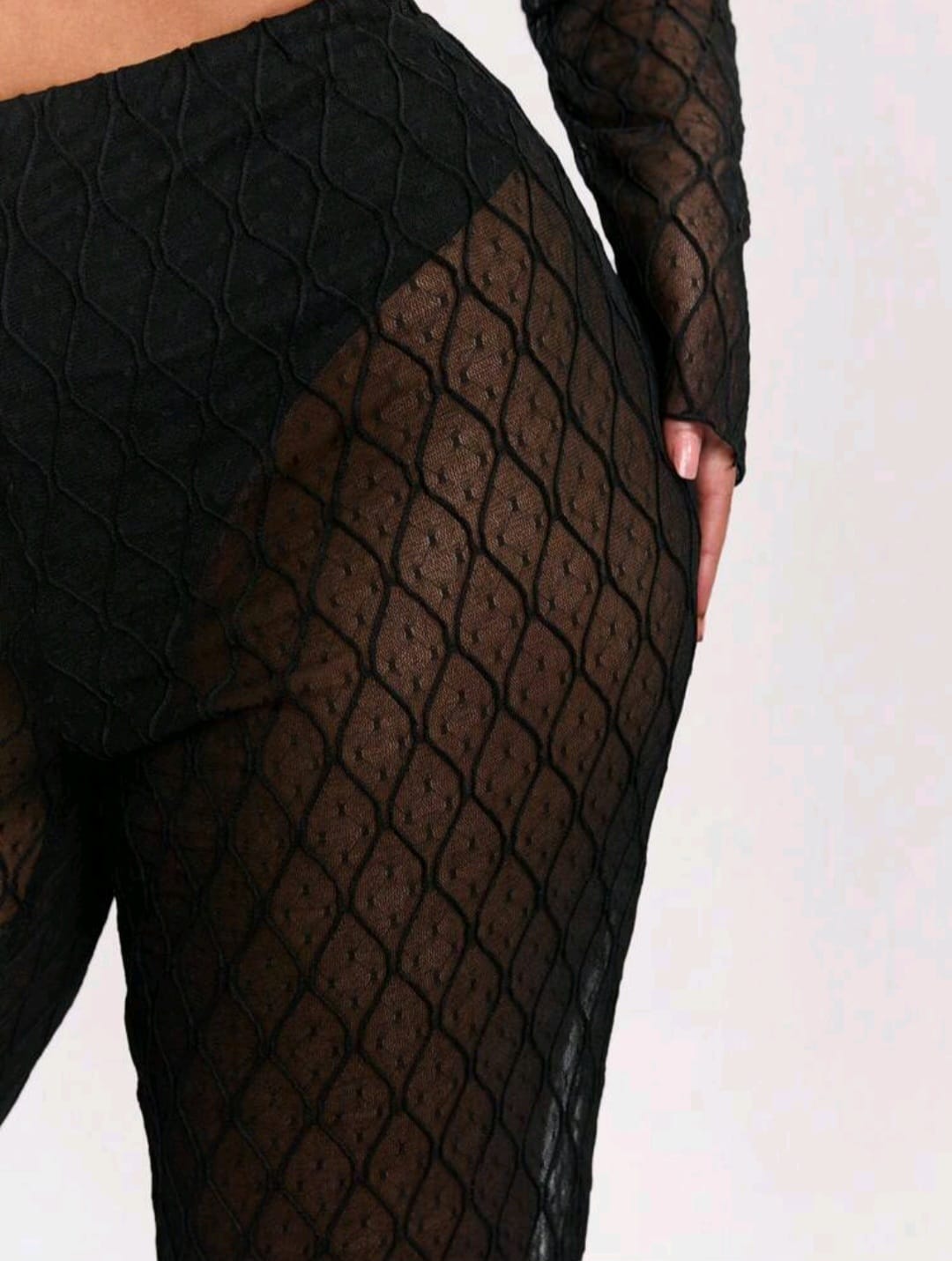 Pantalon Negro con Transparencia - Stretch - Talla XL