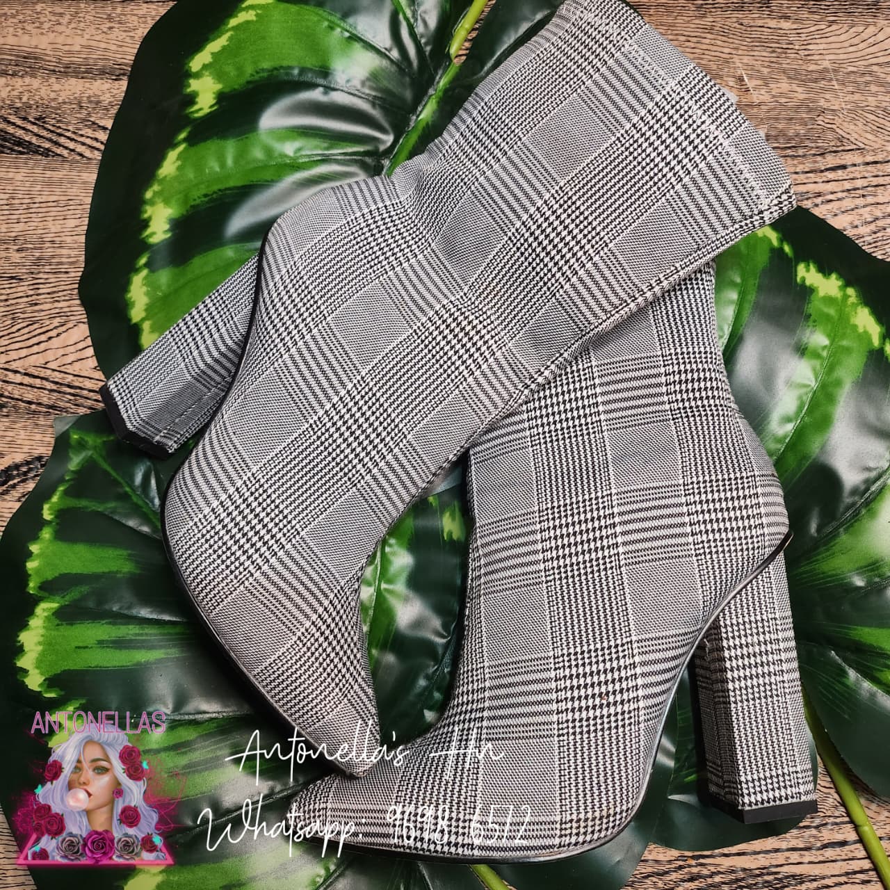 Stupmarty Botas a Cuadros - Talla 6.5