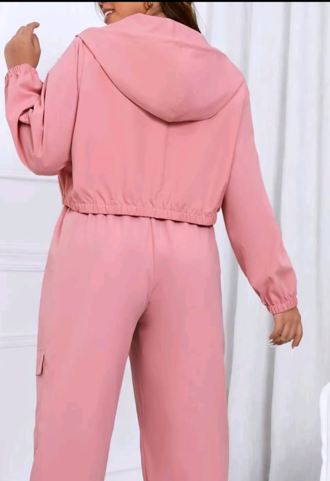 Hoodie Rosa Semi Impermeable - No Stretch - Talla XL