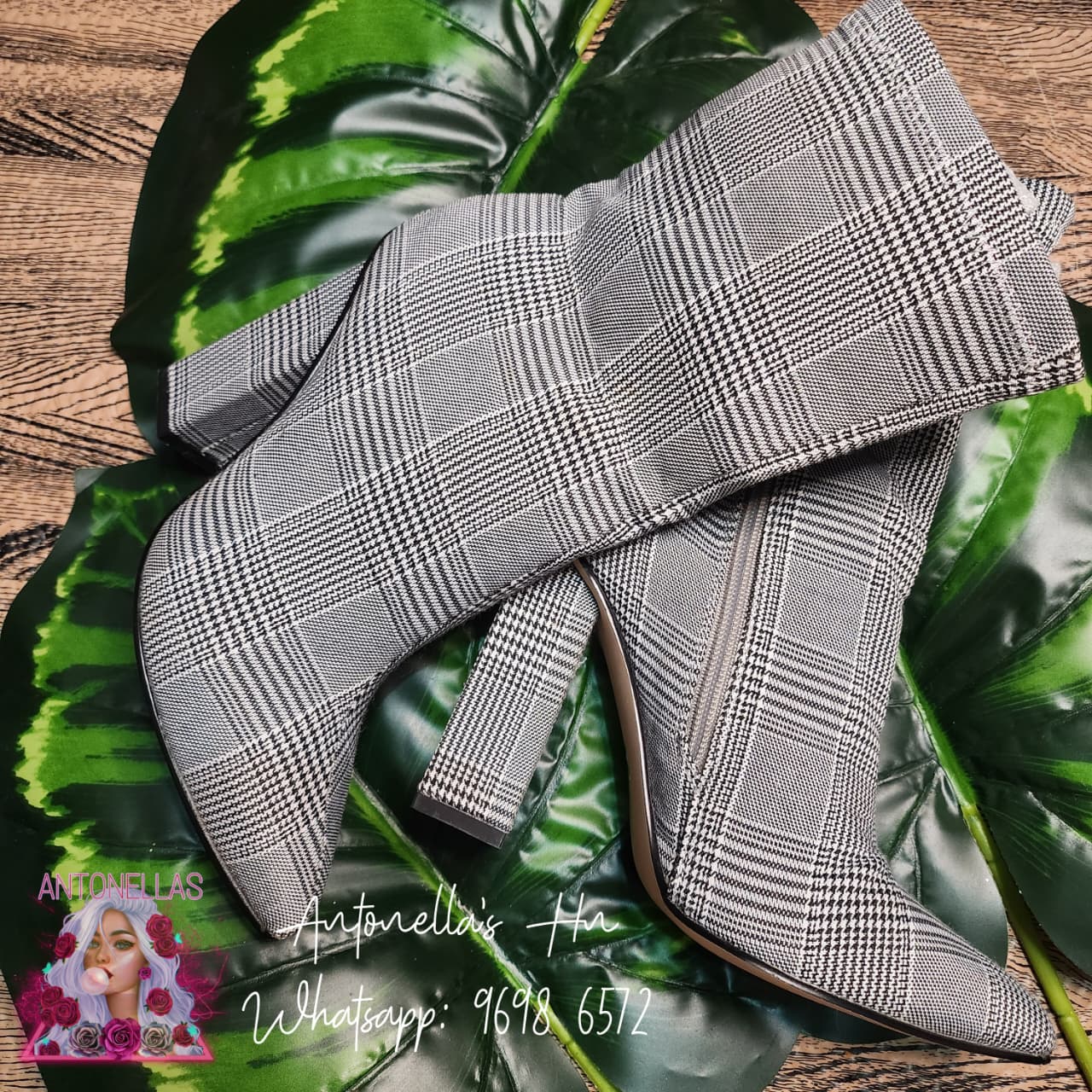Stupmarty Botas a Cuadros - Talla 6.5