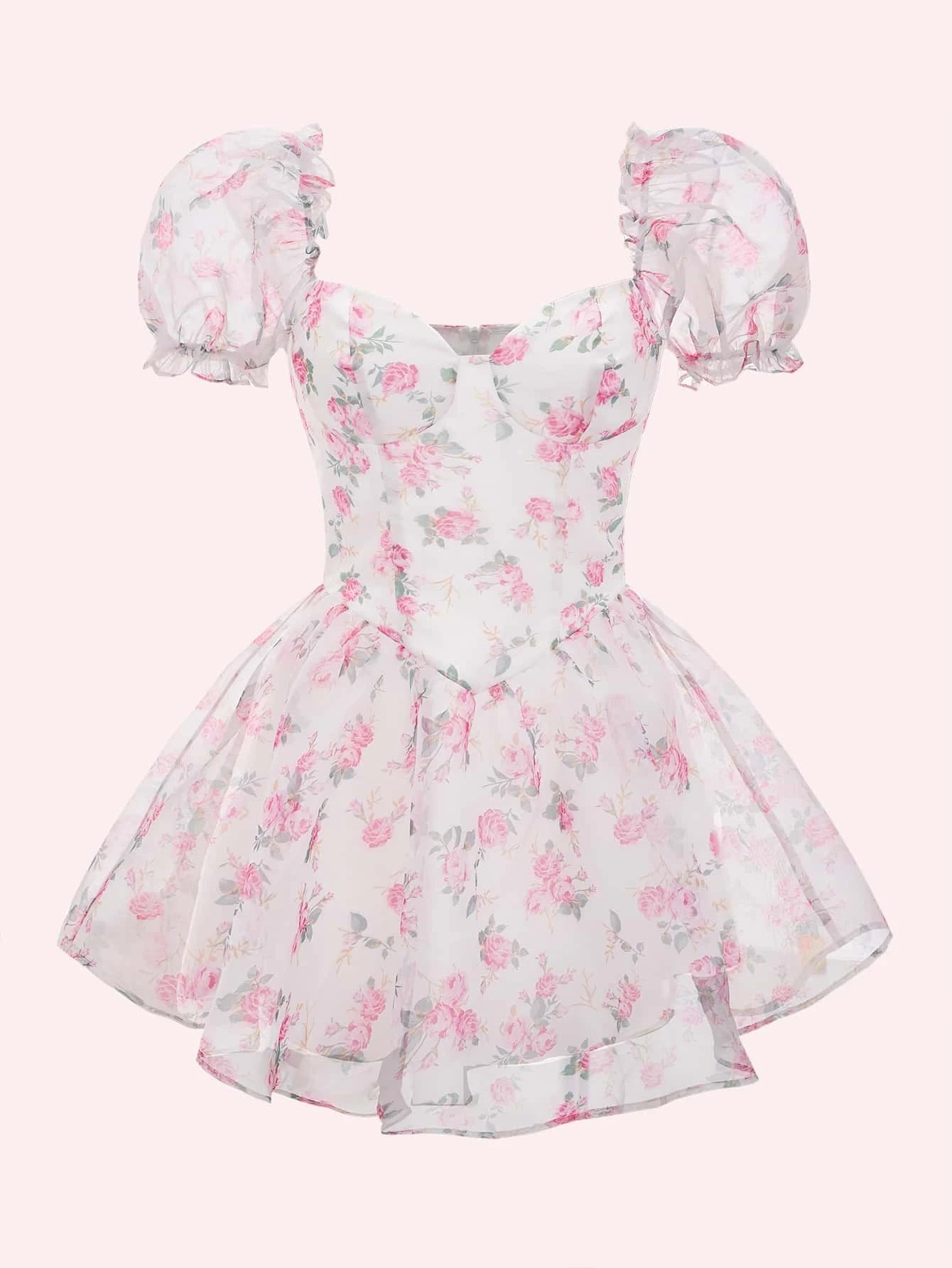 Vestido Floral Coquette - No Stretch - Talla L