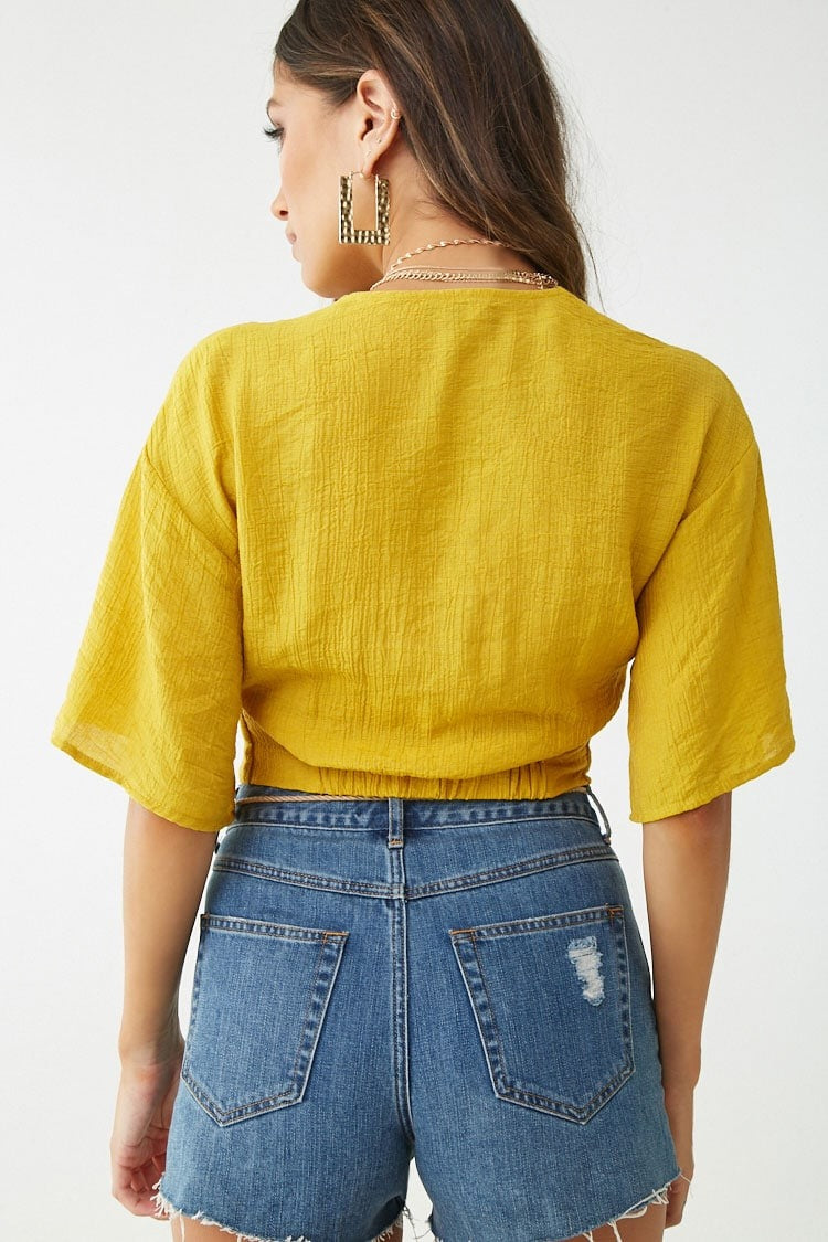 Crop Top Amarillo - No Stretch - Talla L