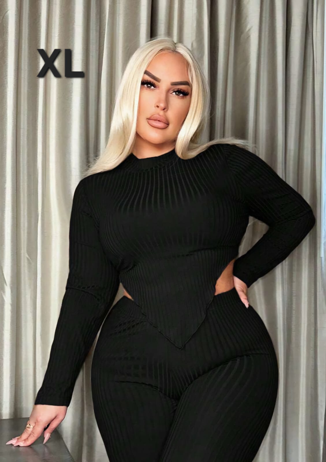 Crop Top Negro - Stretch - Talla XL