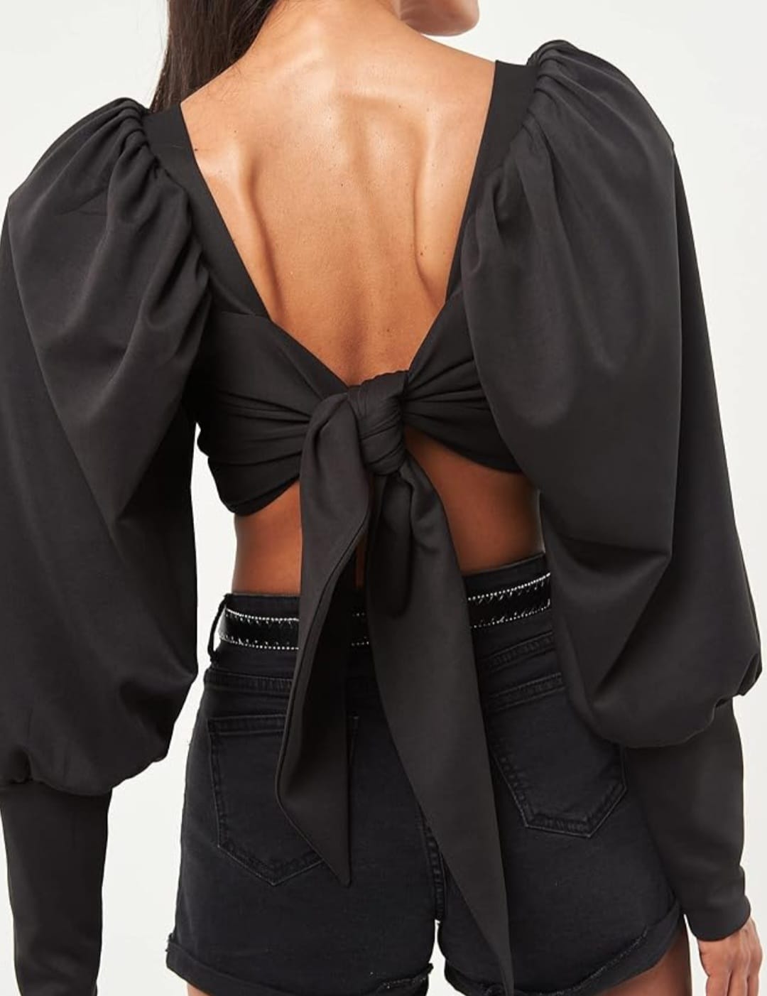 Crop Top Negro - Stretch - Talla XL