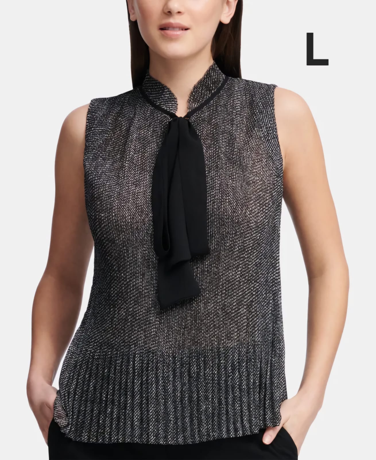 DKNY Top Gris con Corbata - No Strech - Talla L
