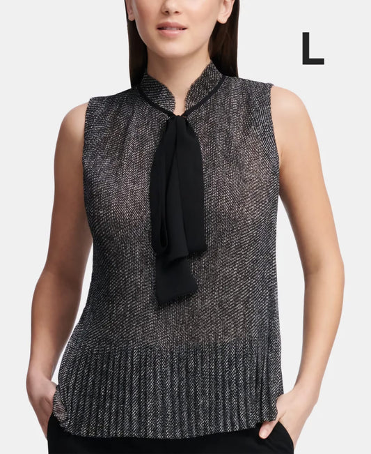 DKNY Top Gris con Corbata - No Strech -  Talla L