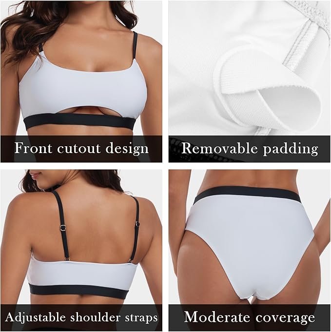 Traje de Baño Blanco / Negro 2 Pzas - Stretch - Talla L