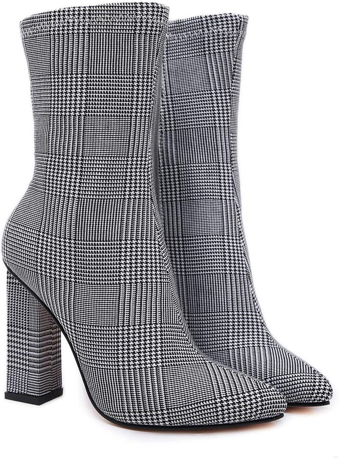 Stupmarty Botas a Cuadros - Talla 6.5
