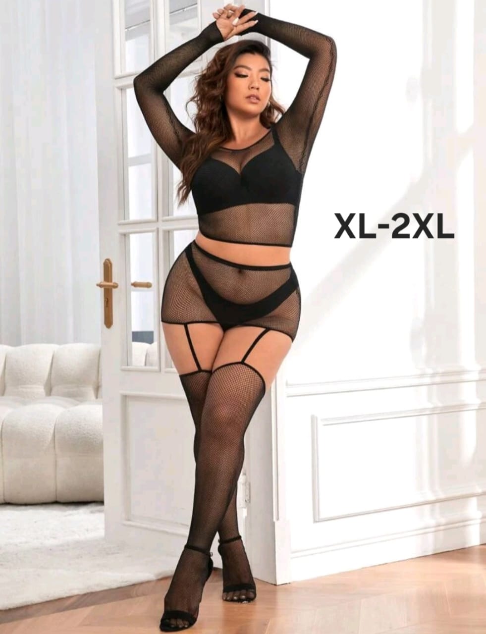 Set de Red Top & Medias Negras - Unitalla XL-2XL