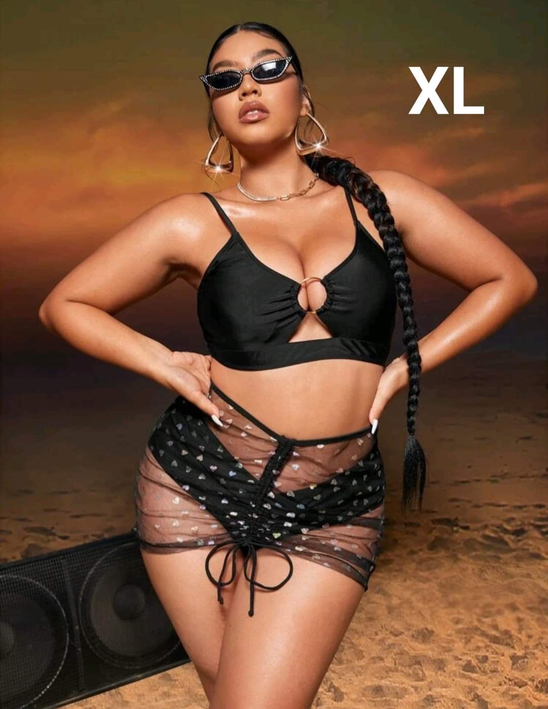 Traje de Baño Negro 3 Pzas - Stretch - Talla XL