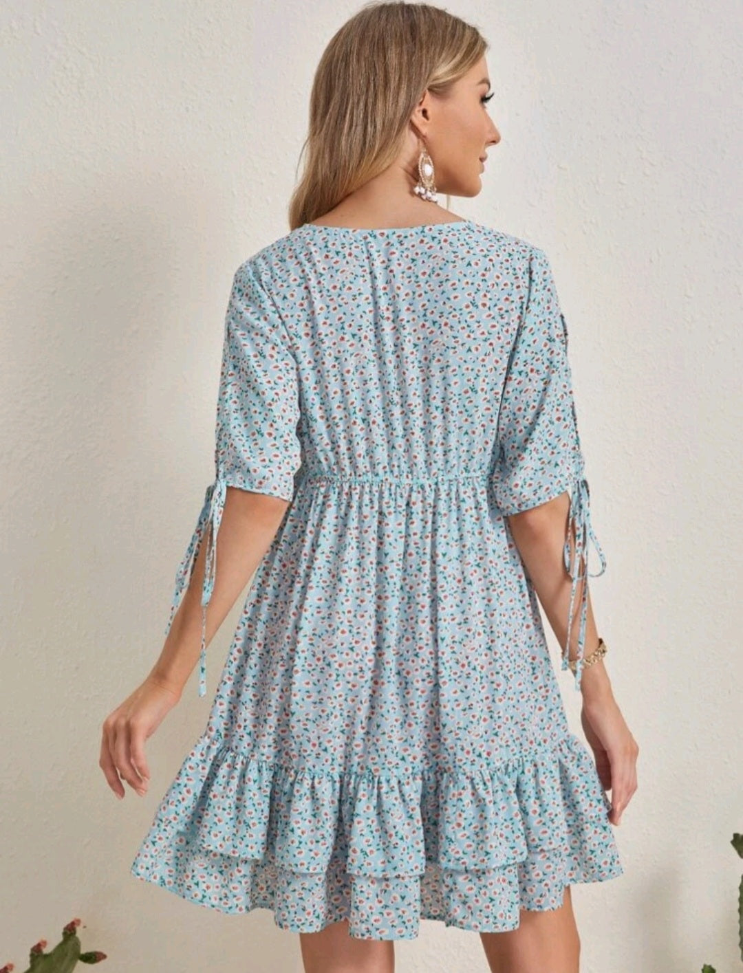 Vestido Azul Floral - Stretch - Talla XL - Maternidad