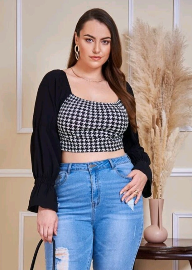 Top Cuadricula Negro/Blanco - Stretch - Talla XL