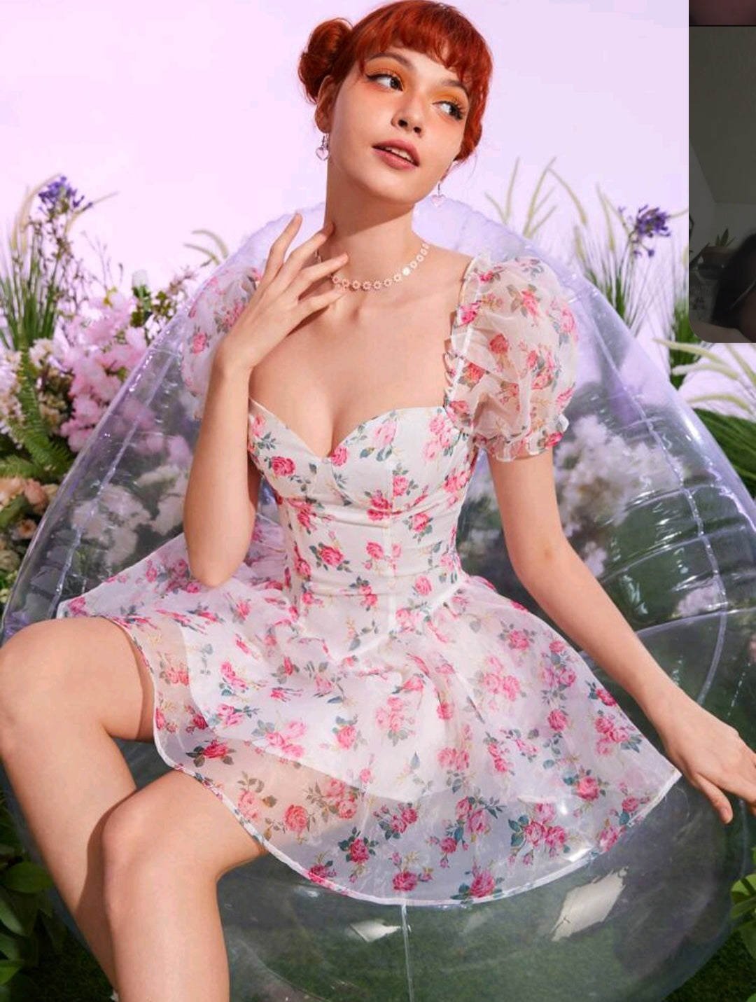 Vestido Floral Coquette - No Stretch - Talla L