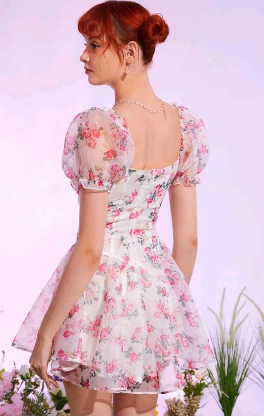 Vestido Floral Coquette - No Stretch - Talla L
