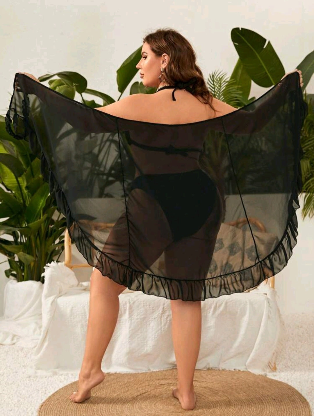 Vestido Salida de Baño Negro - Stretch - Talla XL