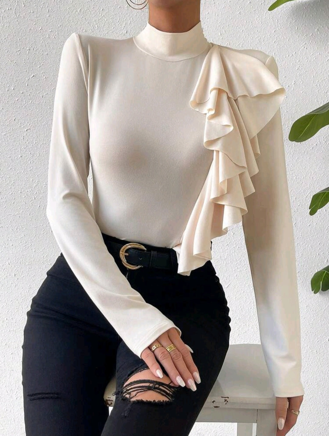 Top Blanco Hueso Nude - Stretch - Talla XL