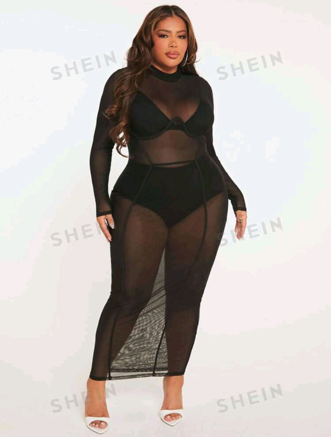 Vestido Negro Transparente - Stretch - Talla 1XL