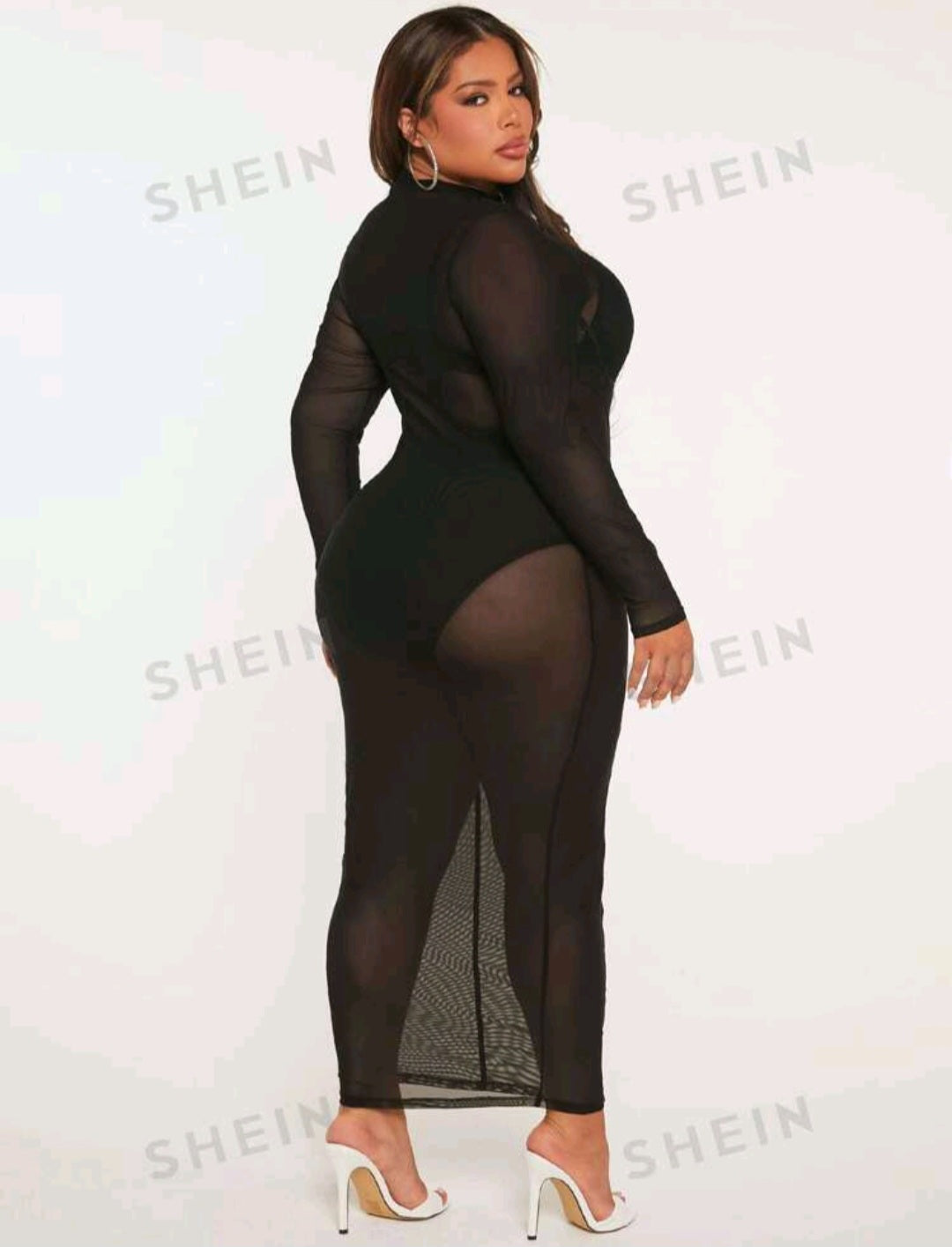 Vestido Negro Transparente - Stretch - Talla 1XL