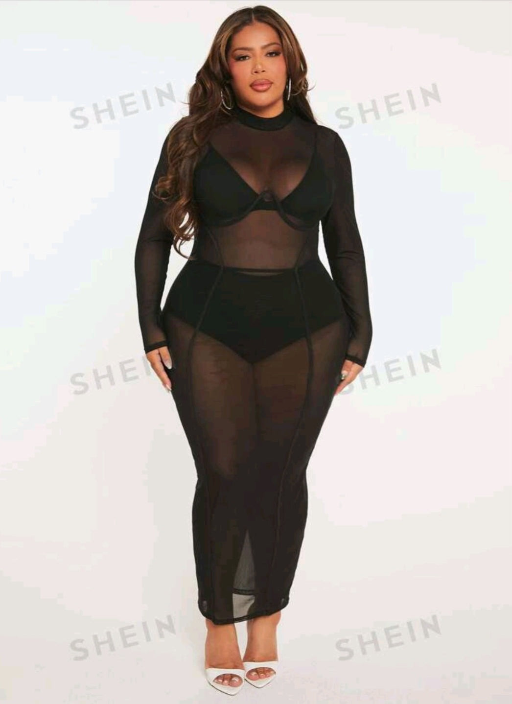 Vestido Negro Transparente - Stretch - Talla 1XL