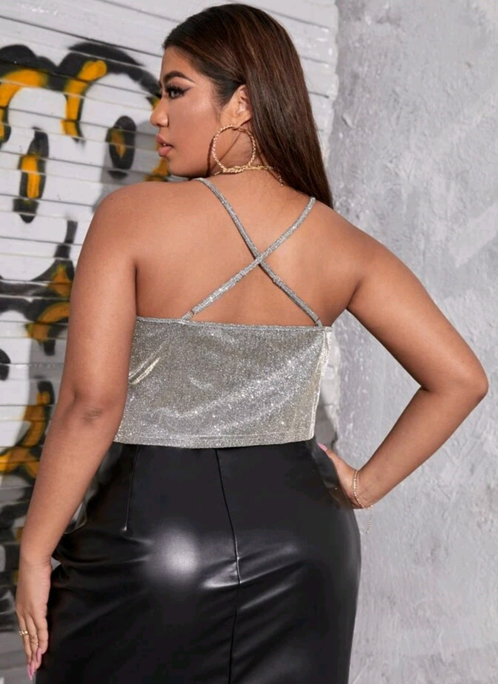 Top Plateado - Stretch - Talla 1XL