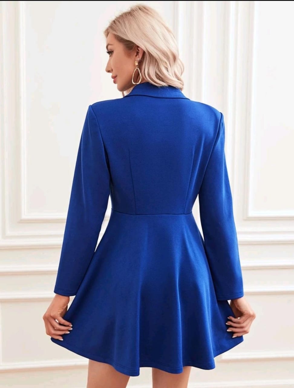Vestido Tipo Blazer Azul Royal - Stretch - Talla L Queda XL