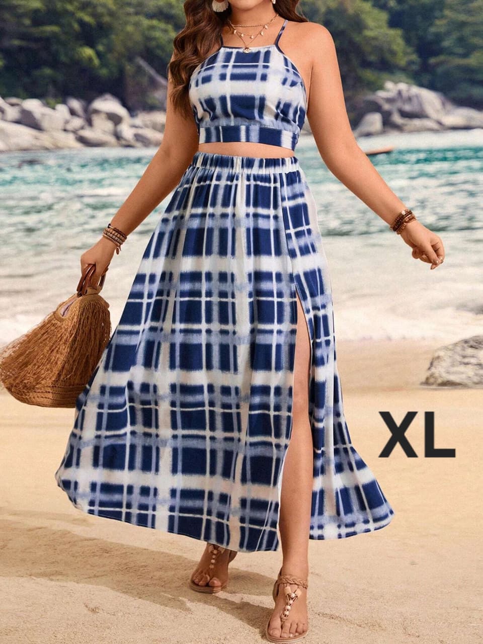 Coordinado Azul Blanco a Cuadros - No Stretch - Talla XL