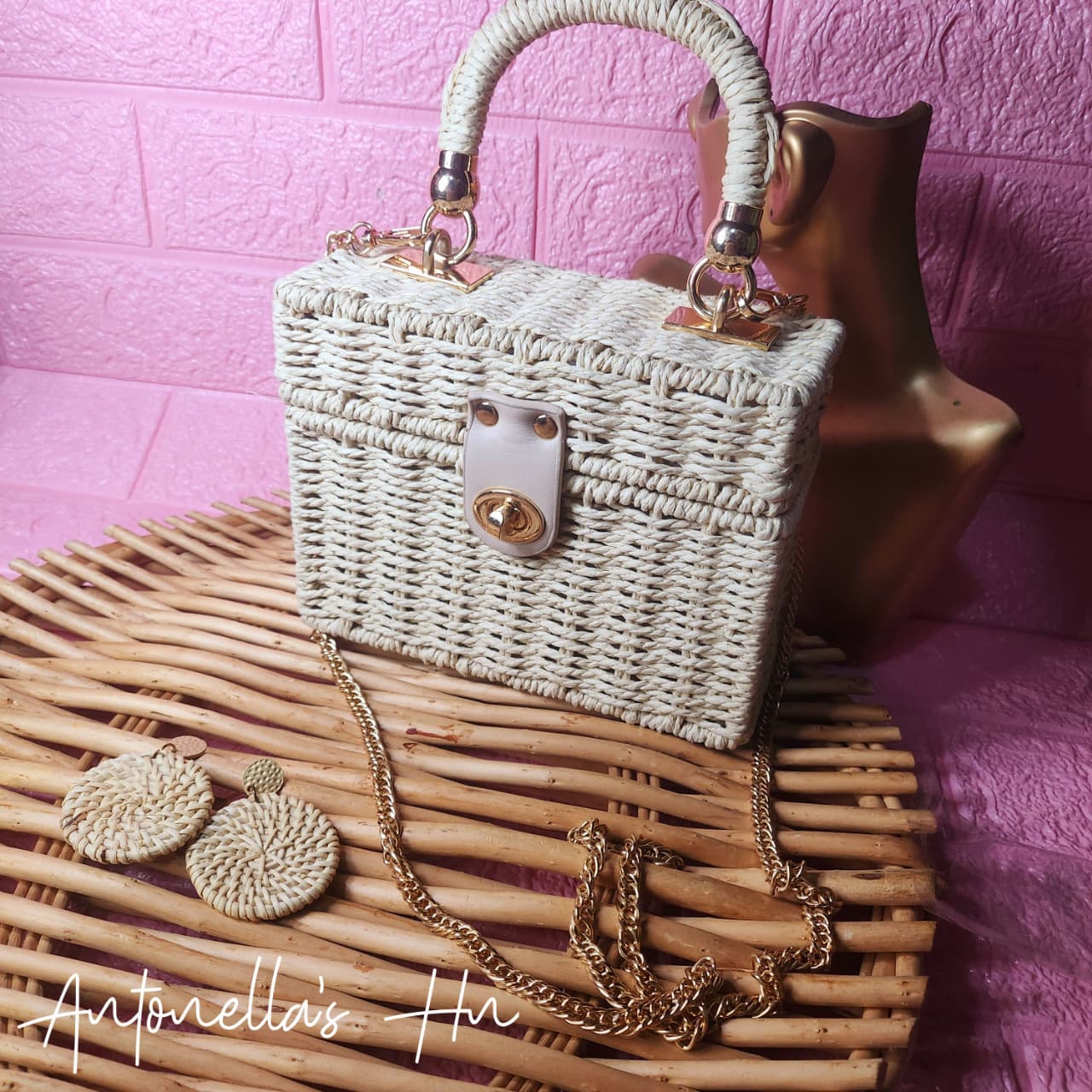 Cartera Crossbody Tipo Rattan
