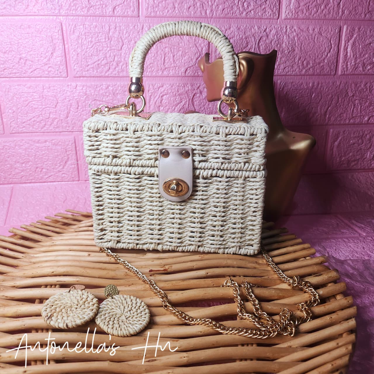 Cartera Crossbody Tipo Rattan
