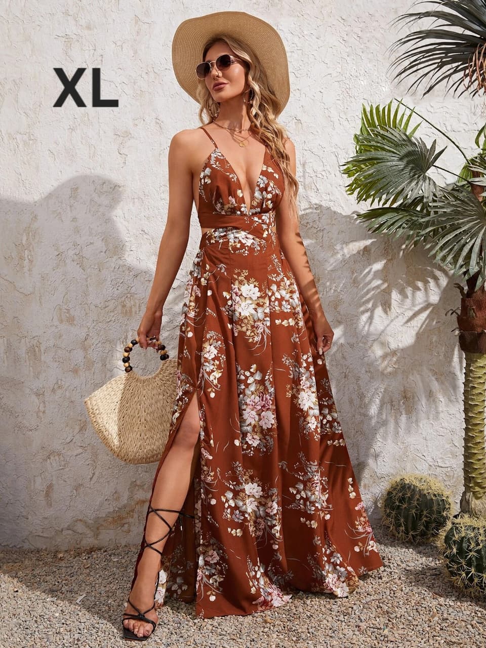 Coordinado Cafe Floral - No Stretch - Talla XL