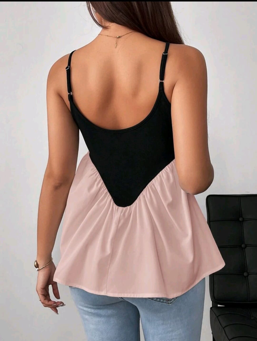 Top Doble Tono Negro yRosa - Strech - Talla XL