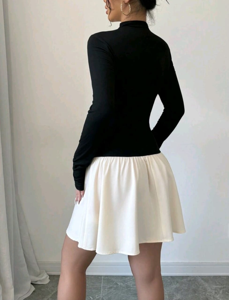 Vestido Doble Tono Negro / Blanco - Stretch - Talla XL