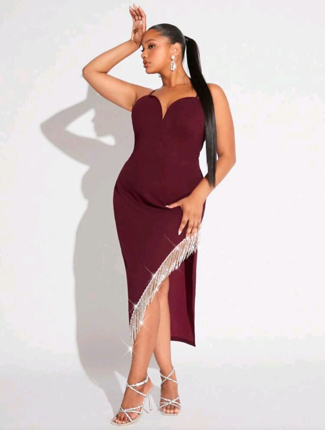 Vestido Rojo Vino Borgoña - Stretch - Talla XL