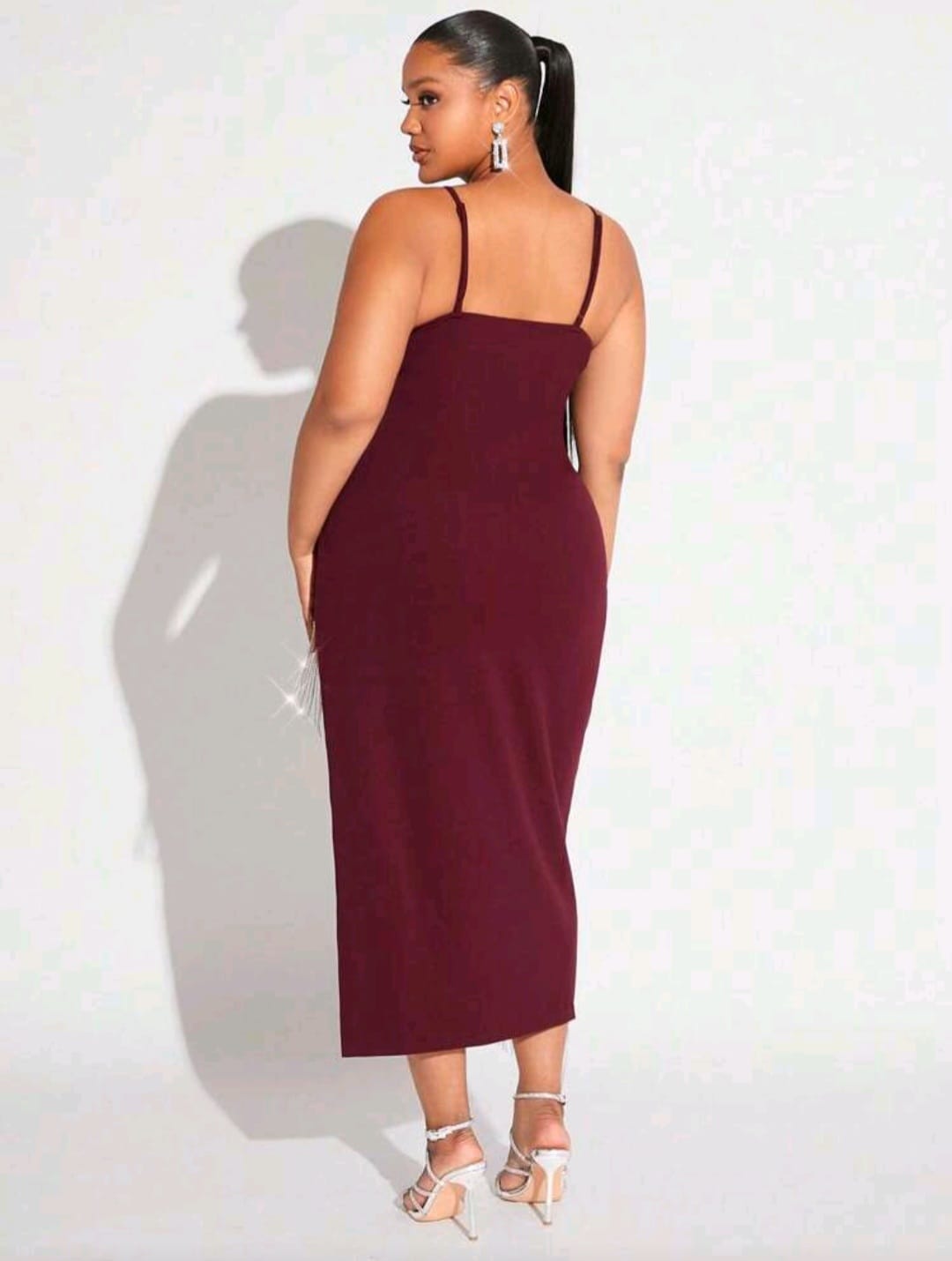 Vestidon Rojo Vino - Borgoña - Stretch - Talla XL