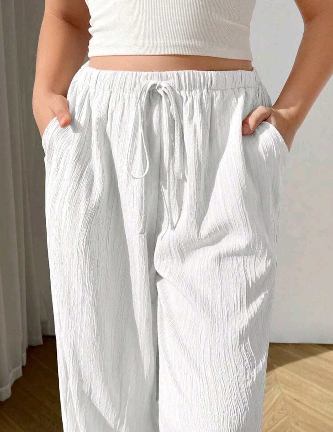 Pantalon Playero Blanco - Stretch - Talla XL