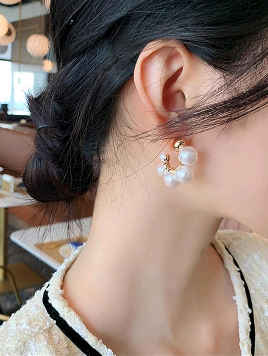 Aretes Perlas Dorados