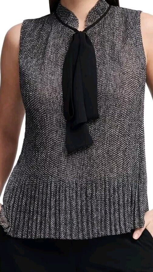 DKNY Top Gris con Corbata - No Strech - Talla L