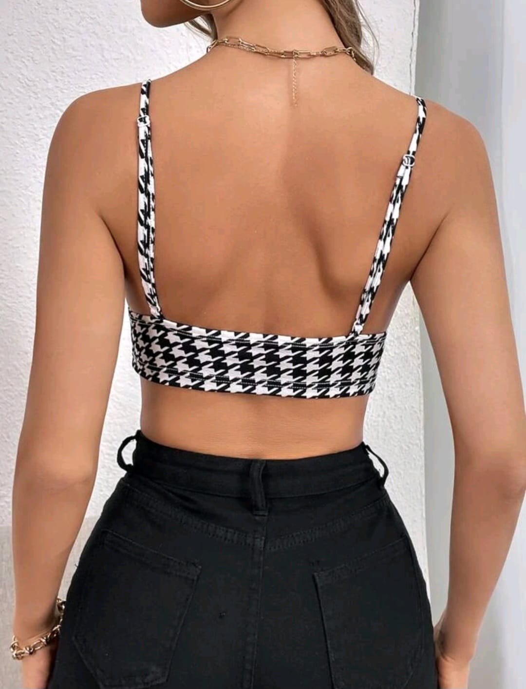 Crop Top Pata de Gallo - Stretch - Talla XL