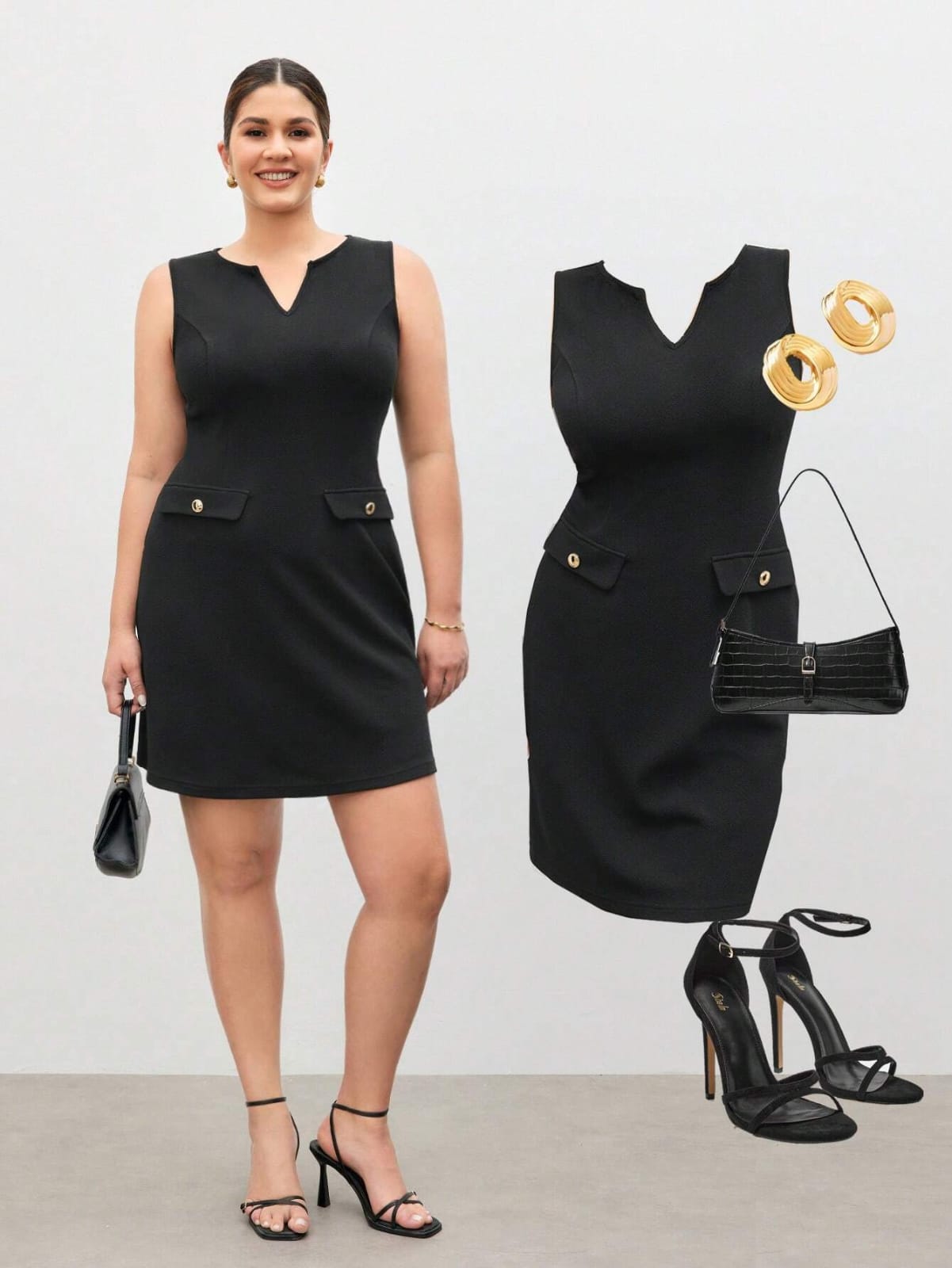 Vestido Negro - Stretch - Talla XL