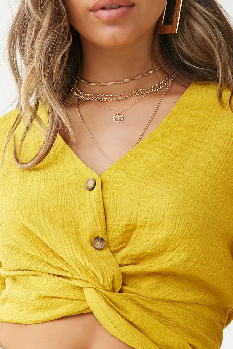 Crop Top Amarillo - No Stretch - Talla L