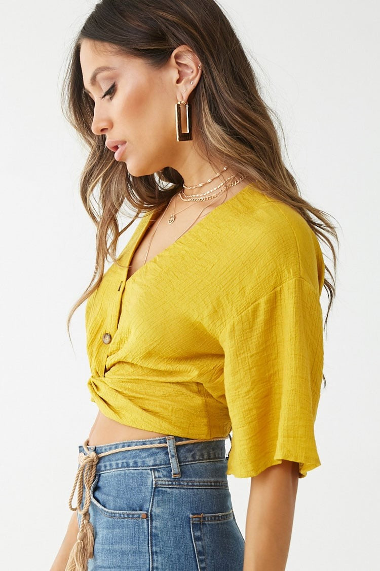 Crop Top Amarillo - No Stretch - Talla L