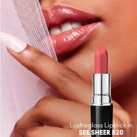 MAC Lustre Rouge A Levres Lipstick See Sheer 520 - FULL SIZE - Lipstick Satinado