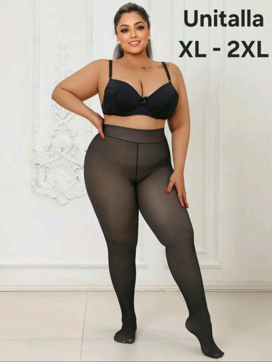 Medias Imitación Piel Tipo Traslucidas - Tela Gruesa - No Transparenta - Unitalla XL-2XL
