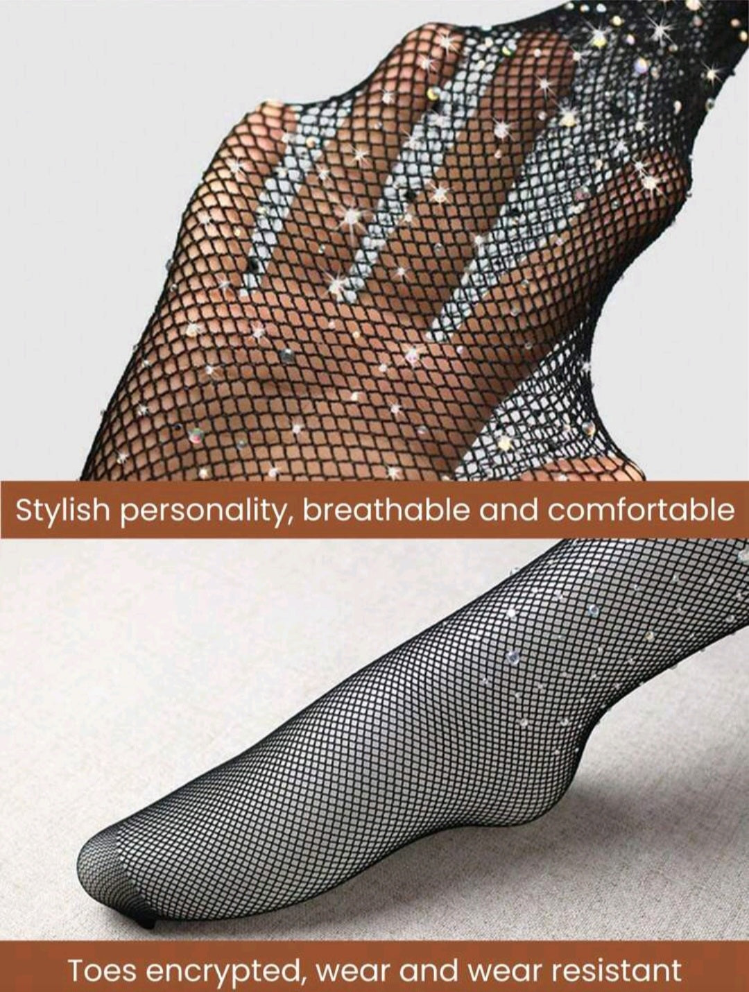 Medias en Red con Brillitos - Color Negro - Unitalla XL-2XL