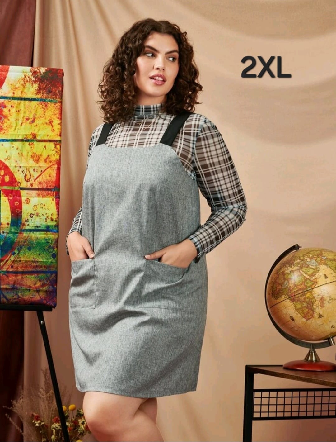 Vestido Gris  -Stretch - Talla 2XL