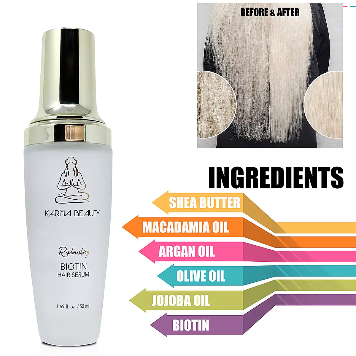 Karma Beauty Biotin Hair Serum 50ml - Suero de Biotina para el Cabello