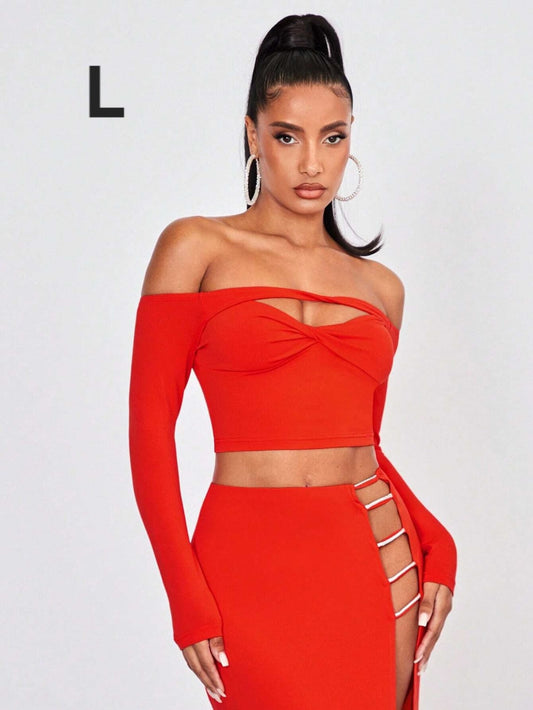 Crop Top Naranja - Stretch -  Talla L