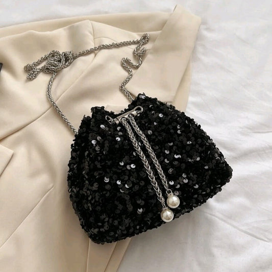 Mini Bolso Lentejuelas Crossbody con Cadena