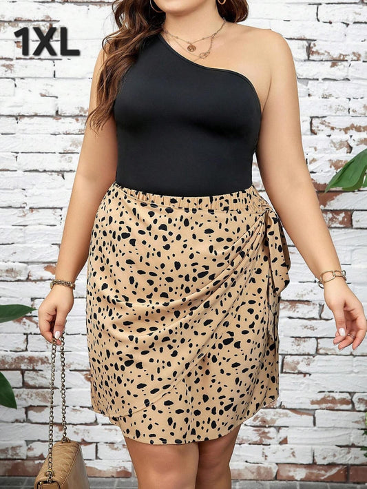 Coordinado Animal Print - Falda No Stretch - Top Stretch - Talla 1XL