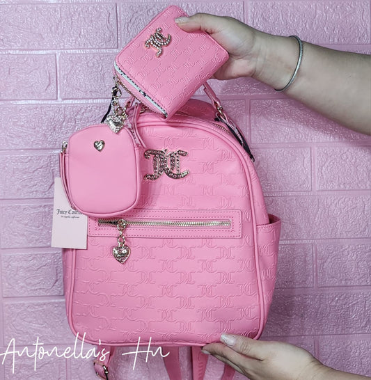 Juicy Couture Mochila y Monedero en Set Color Fuscia