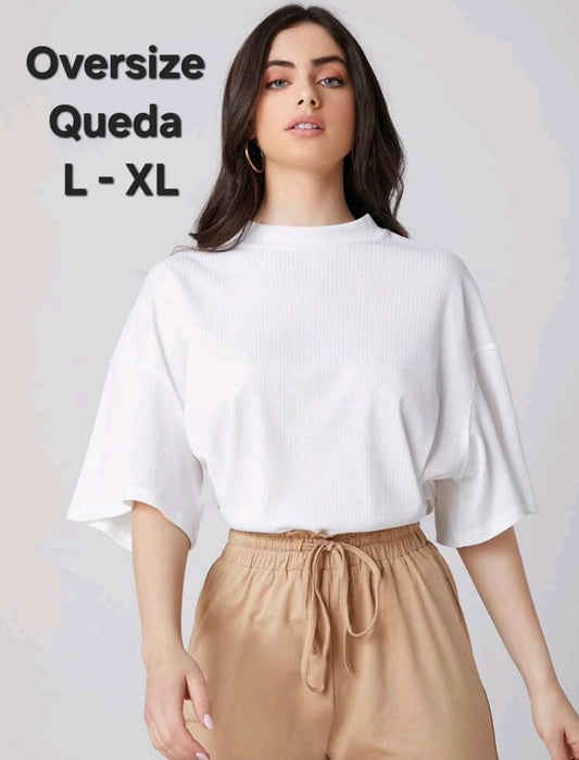 Top Blanco - Stretch -  Unitalla Oversize Queda L - XL